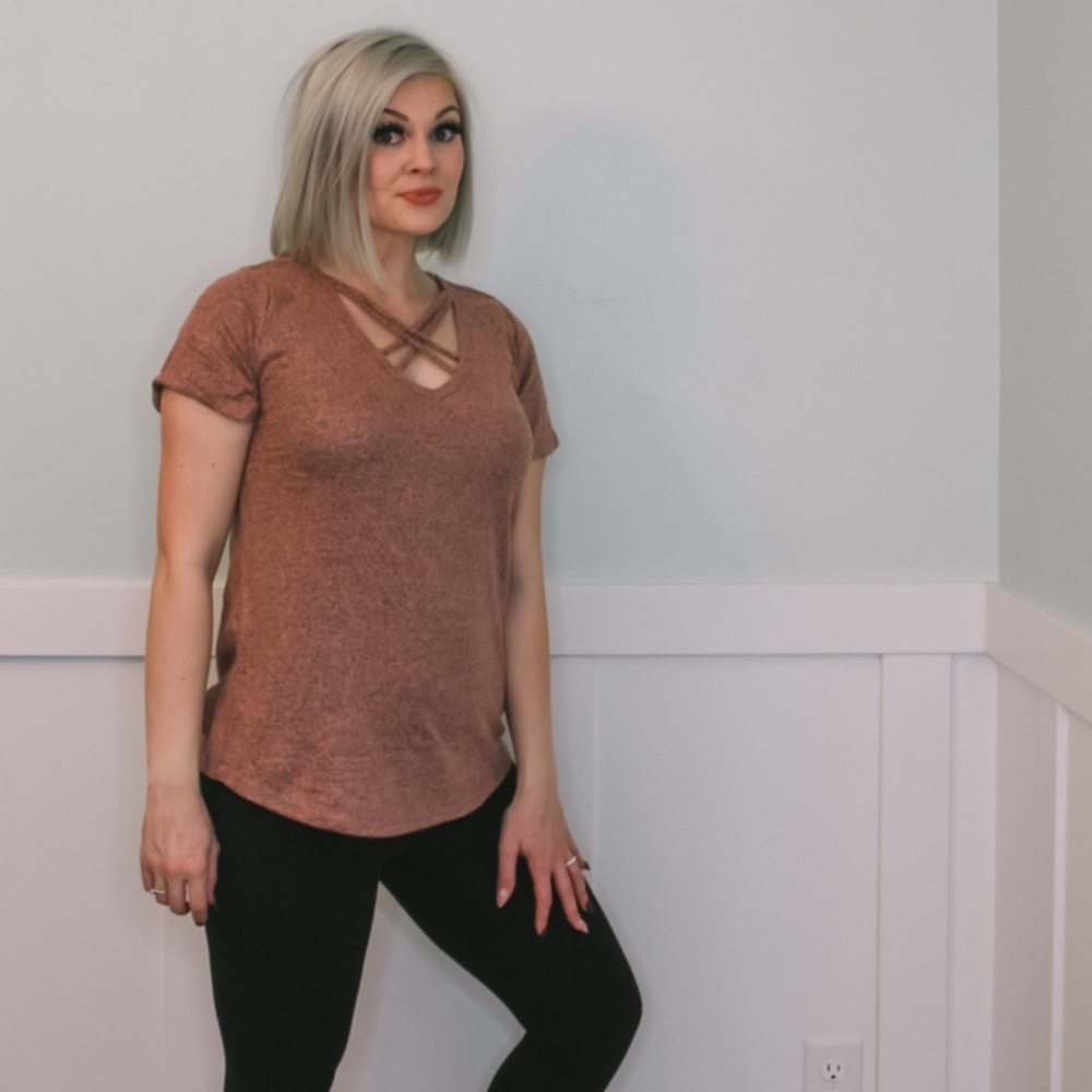 Criss Cross Heathered Top